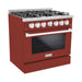 Hallman 36 In. Gas Range, Burgundy with Chrome Trim - Bold Series, HBRG36CMBG