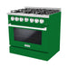 Hallman 36 In. Gas Range, Emerald Green with Chrome Trim - Bold Series, HBRG36CMGN