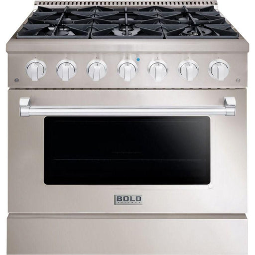 Hallman 36 In. Gas Range, Stainless Steel with Chrome Trim - Bold Series, HBRG36CMSS