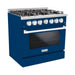 Hallman 36 In. Propane Gas Range, Blue with Chrome Trim - Bold Series, HBRG36CMBU-LP