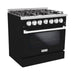 Hallman 36 In. Propane Gas Range, Glossy Black with Chrome Trim - Bold Series, HBRG36CMGB-LP