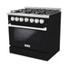 Hallman 36 In. Propane Gas Range, Glossy Black with Chrome Trim - Bold Series, HBRG36CMGB-LP