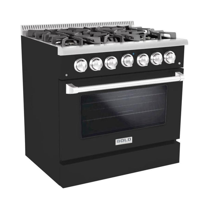 Hallman 36 In. Propane Gas Range, Matte Graphite with Chrome Trim - Bold Series, HBRG36CMMG-LP