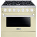 Hallman 36 In. Range with Gas Burners and Electric Oven, Antique White with Chrome Trim - Bold Series, HBRDF36CMAW