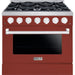 Hallman 36 In. Range with Gas Burners and Electric Oven, Burgundy with Chrome Trim - Bold Series, HBRDF36CMBG