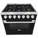 Hallman 36 In. Range with Gas Burners and Electric Oven, Glossy Black with Chrome Trim - Bold Series, HBRDF36CMGB