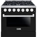 Hallman 36 In. Range with Gas Burners and Electric Oven, Glossy Black with Chrome Trim - Bold Series, HBRDF36CMGB