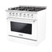 Hallman 36 In. Range with Gas Burners and Electric Oven, White with Chrome Trim - Bold Series, HBRDF36CMWT