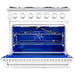 Hallman Range Hallman 36 In. Range with Gas Burners and Electric Oven, White with Chrome Trim - Bold Series, HBRDF36CMWT