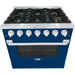 Hallman 36 In. Range with Propane Gas Burners and Electric Oven, Blue with Chrome Trim - Bold Series, HBRDF36CMBU-LP