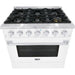 Hallman 36 In. Range with Propane Gas Burners and Electric Oven, White with Chrome Trim - Bold Series, HBRDF36CMWT-LP