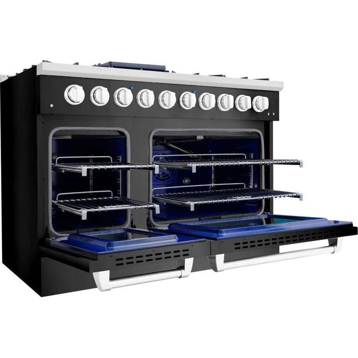 Hallman 48 In. Gas Range, Black Titanium with Chrome Trim - Bold Series, HBRG48CMBT