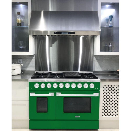 Hallman 48 In. Gas Range, Emerald Green with Chrome Trim - Bold Series, HBRG48CMGN