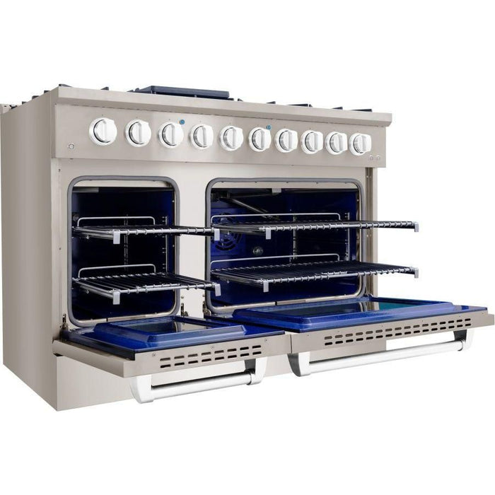 Hallman 48 In. Gas Range, Stainless Steel with Chrome Trim - Bold Series, HBRG48CMSS