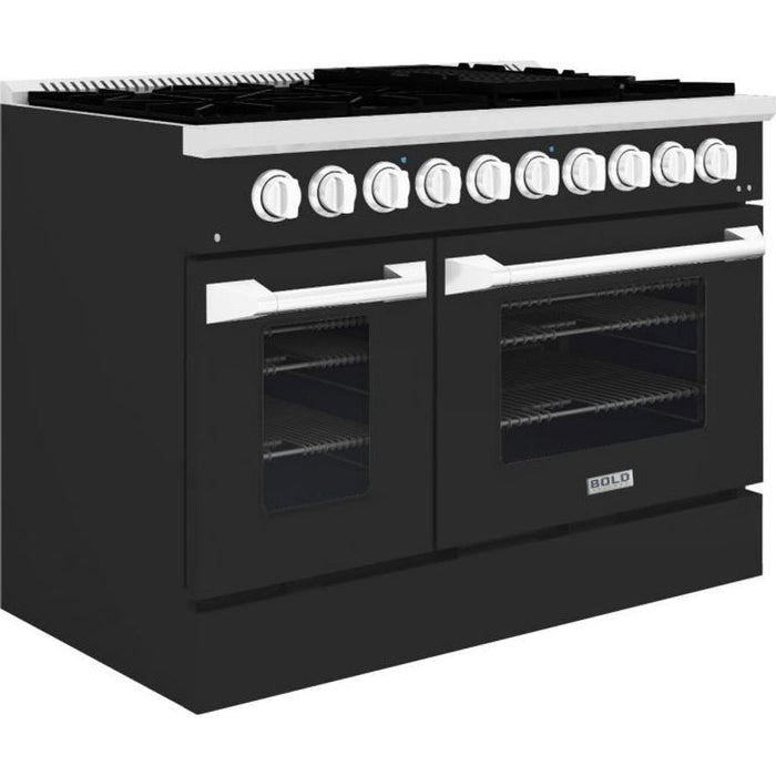 Hallman 48 In. Propane Gas Range, Matte Graphite with Chrome Trim - Bold Series, HBRG48CMMG-LP