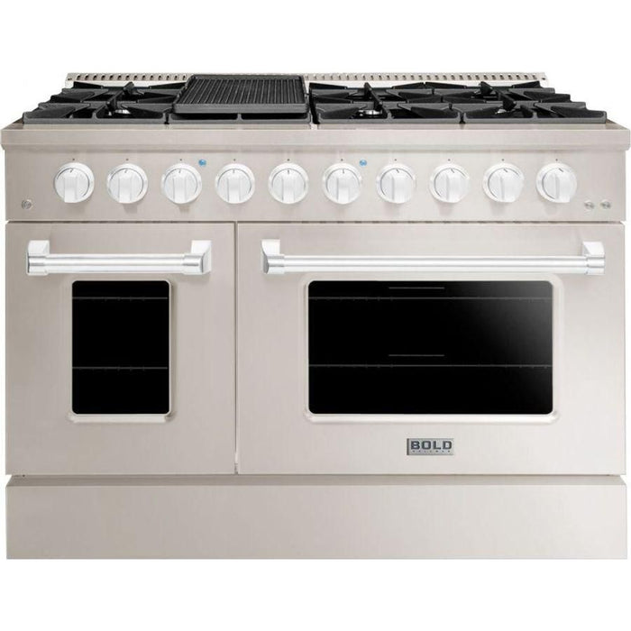 Hallman 48 In. Propane Gas Range, Stainless Steel with Chrome Trim - Bold Series, HBRG48CMSS-LP