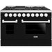 Hallman 48 In. Range with Gas Burners and Electric Oven, Glossy Black with Chrome Trim - Bold Series, HBRDF48CMGB