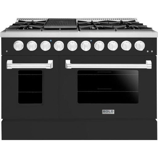 Hallman 48 In. Range with Gas Burners and Electric Oven, Matte Graphite with Chrome Trim - Bold Series, HBRDF48CMMG