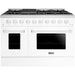 Hallman 48 In. Range with Propane Gas Burners and Electric Oven, White with Chrome Trim - Bold Series, HBRDF48CMWT-LP