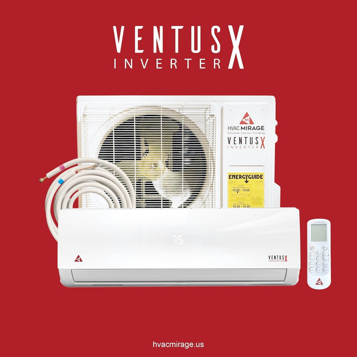 HVAC Mirage Ventus X 12,000 BTU 19 SEER Ductless Mini Split Air Conditioner and Heat Pump - 230V/60Hz