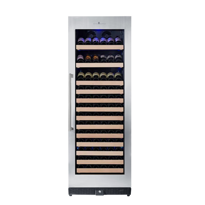 KingsBottle Glass Door with Stainless Steel Trim / Right Hand Hinge KingsBottle 24" Built-In Large Wine Cooler Refrigerator with UV Protection Technology