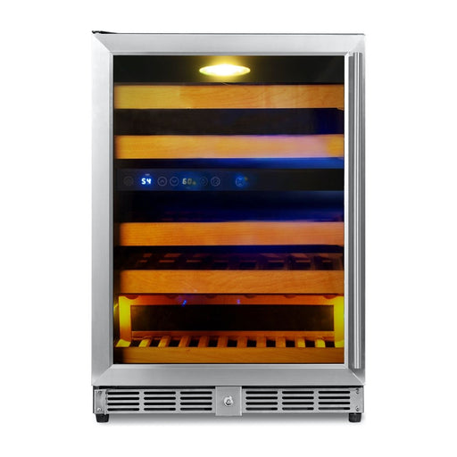 KingsBottle 24 In. Built-In/Under Counter Wine Cooler with Dual Zone Temperature Control