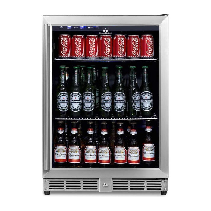 KingsBottle 24 Inch Built-In Beverage Cooler Fridge with Energy Efficient Compressor