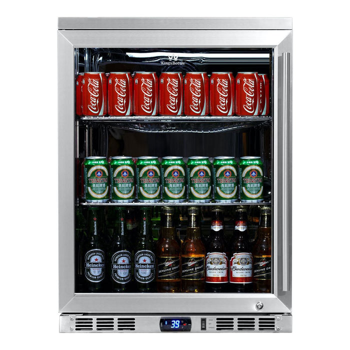 KingsBottle 24 Inch Built-in Undercounter Beer Beverage Cooler with Heated Glass Door