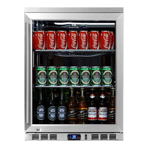 KingsBottle 24 Inch Built-in Undercounter Beer Beverage Cooler with Heated Glass Door