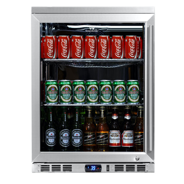 KingsBottle Left Hand Hinge KingsBottle 24 Inch Built-in Undercounter Beer Cooler with Heated Glass Door (KBU55SS)