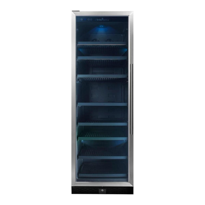 KingsBottle 24" Large Built-In Beverage Refrigerator With Clear Glass Door