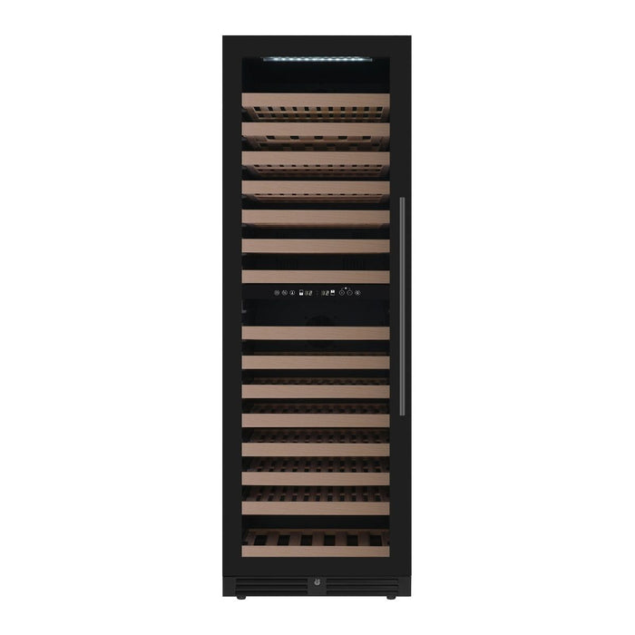 KingsBottle 24" Large Built-in/Freestanding Dual Zone Wine Cooler with Frameless Black Glass Door