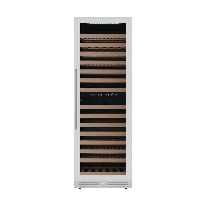 KingsBottle 24" Large Built-in/Freestanding Dual Zone Wine Cooler with Frameless Black Glass Door