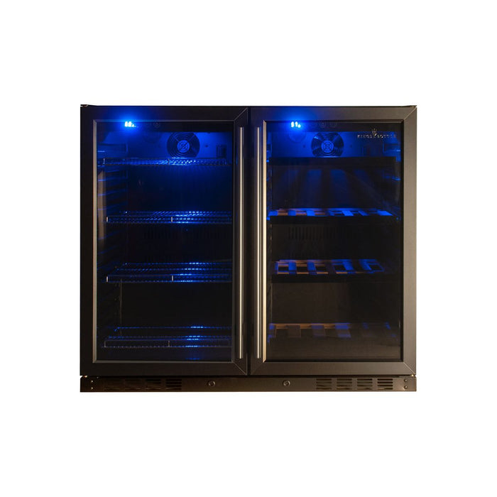 KingsBottle 39 Inch Built-In Under Counter Dual Zone Wine And Beverage Refrigerator KBU28LRX