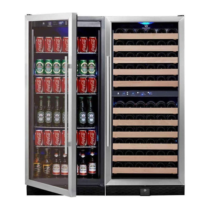 KingsBottle 48" Built-In Triple Zone Wine And Beverage Fridge Center KBU100BW3-FG