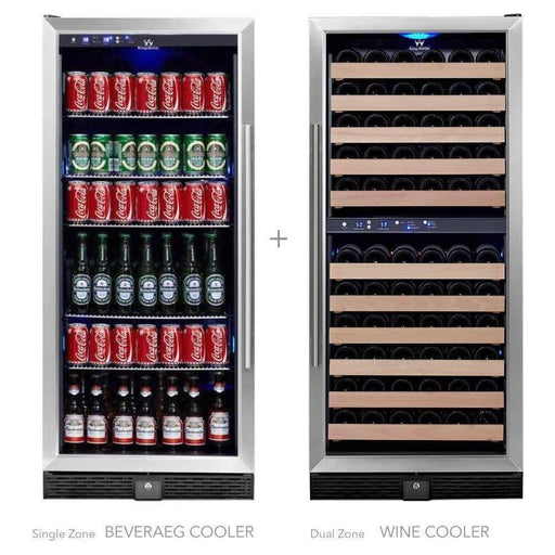 KingsBottle 48" Built-In Triple Zone Wine And Beverage Fridge Center KBU100BW3-FG