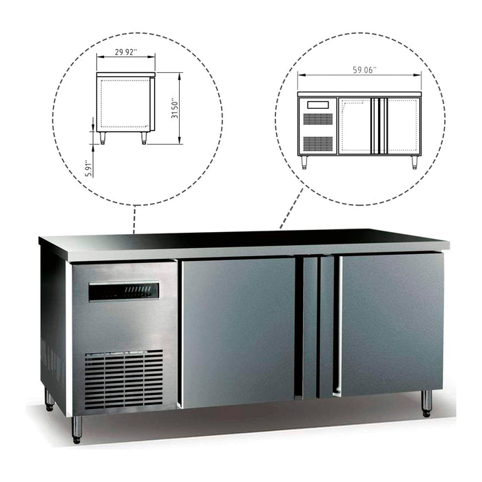 KingsBottle 59" Two Stainless Steel Door Back Bar Cooler