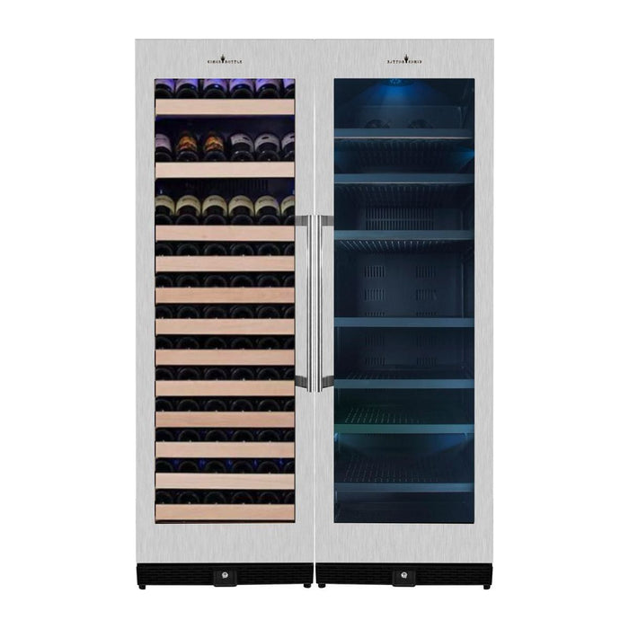 KingsBottle 72" Built-In/Freestanding Wine and Beverage Cooler with Lock KBU170BW2-SS