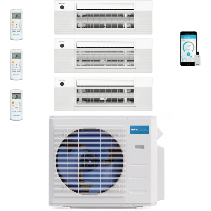 MRCOOL DIY Mini Split - 3 Zone 27K BTU Condenser + (2x) 9K & (1x) 12K BTU Ceiling Cassette Appliance Package