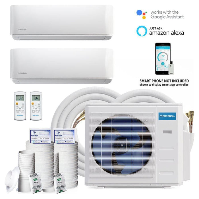 MRCOOL DIY Mini Split - 30,000 BTU 2 Zone Ductless Air Conditioner and Heat Pump With 100 Ft. Install Kit