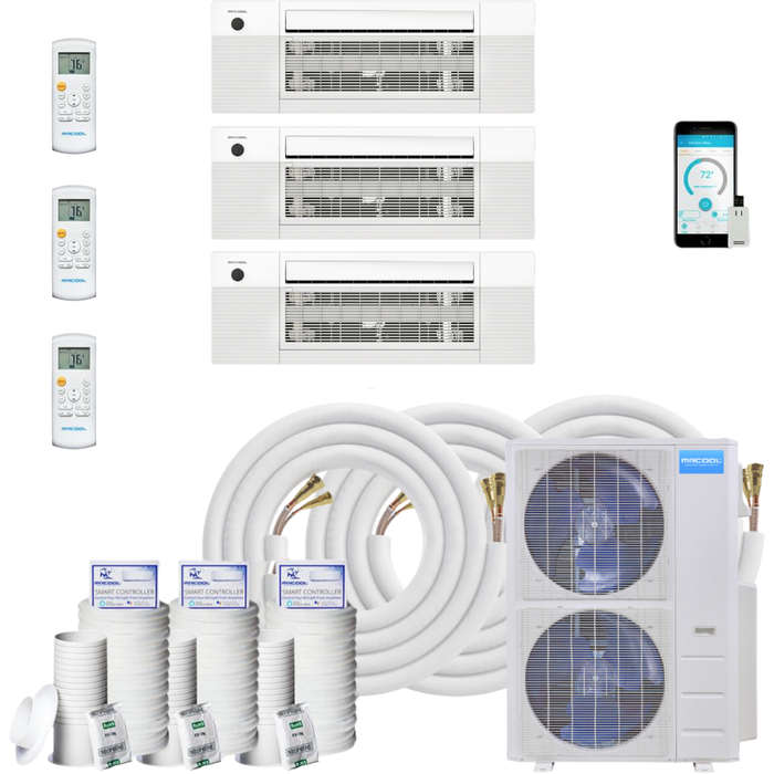 MRCOOL DIY Mini Split - 5 Zone 48K BTU Condenser + (1x) 12K & (2x) 18K BTU Ceiling Cassette + 16ft Pre-Charged Line Set Appliance Package