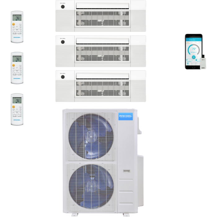 MRCOOL DIY Mini Split - 5 Zone 48K BTU Condenser + (2x) 12K & (1x) 18K BTU Ceiling Cassette Appliance Package