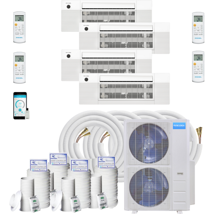 MRCOOL DIY Mini Split - 5 Zone 48K BTU Condenser + (2x) 9K, (1x) 12K & (1x) 18K BTU Ceiling Cassette + 25ft Pre-Charged Line Set Appliance Package