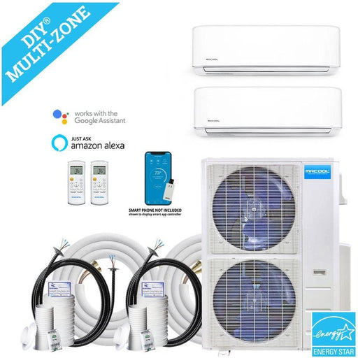 MRCOOL DIY Mini Split - 5 Zone Condenser + 230V 12K & 36K BTU Wall Mount Air Handler + 2x Line Appliance Package