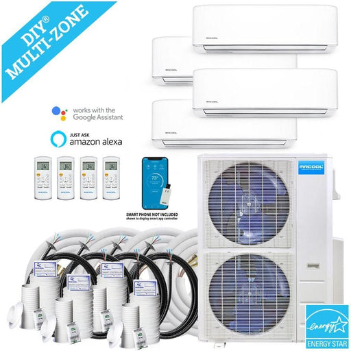 MRCOOL DIY Mini Split - 5 Zone Condenser + 230V (2x) 9K, (1x) 12K & (1x) 18K BTU Wall Mount Air Handler + 4x 50ft Line Set Appliance Package