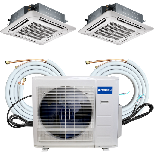 MRCOOL Mini Splits MRCOOL Olympus Mini Split - 24,000 BTU 2 Zone Ductless Ceiling Cassette Air Conditioner And Heat Pump With 25 Ft. Flared Lineset