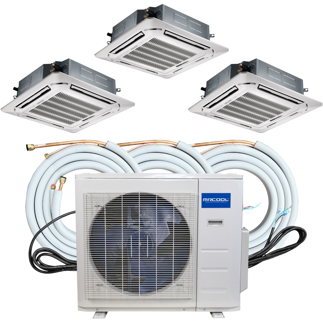 MRCOOL Mini Splits MRCOOL Olympus Mini Split - 36,000 BTU 3 Zone Ductless Ceiling Cassette Air Conditioner And Heat Pump With 25 Ft. Flared Lineset