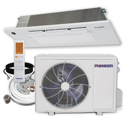 Pioneer WITHOUT INSTALLATION KIT Pioneer 12,000 BTU 22 SEER2 One-Way Ceiling Cassette Mini-Split Air Conditioner Heat Pump System Full Set 230V