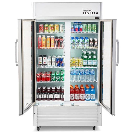 Premium Levella Refrigerators Premium Levella 16 cu.ft Commercial Display Refrigerator | Double Doors | Silver | PRN165DX