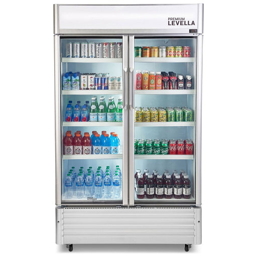 Premium Levella Refrigerators Premium Levella 21 cu.ft Commercial Display Refrigerator | Double Doors | Silver | PRN210DX